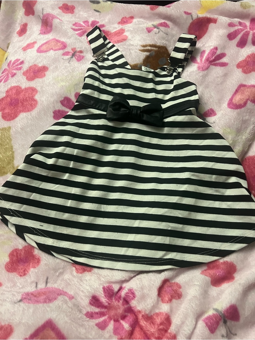 Zunie Black and White Striped Bow-Front Girls' Dress